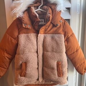 Cotton On Kids Burnt Orange puffy/Sherpa Jacket 5-6